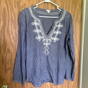 JCrew Embroidered Chambray Top NWT women’s size M